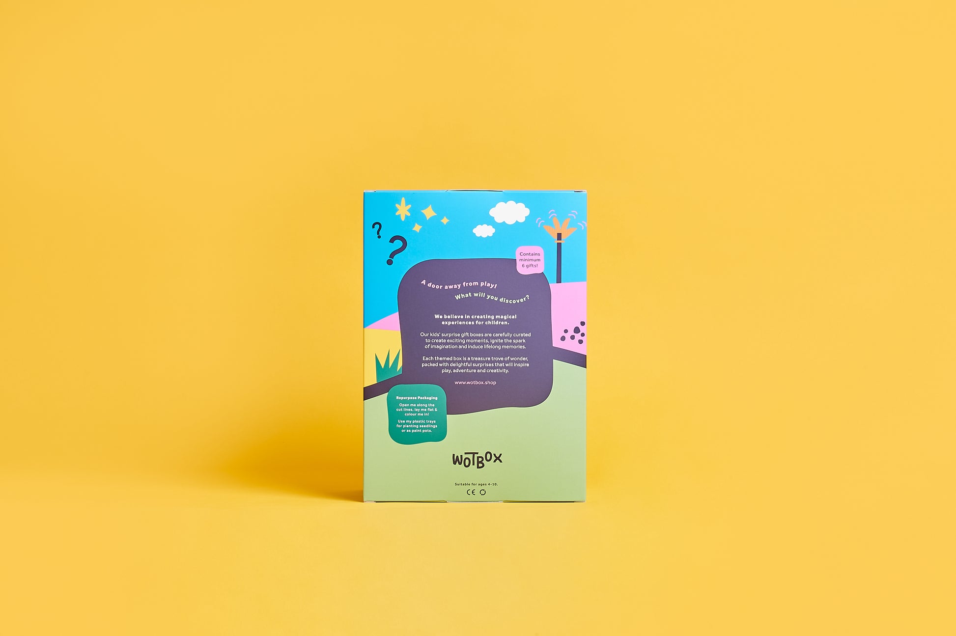 WOTBOX travel and adventures kids gift box. Closed back shot of the gift box