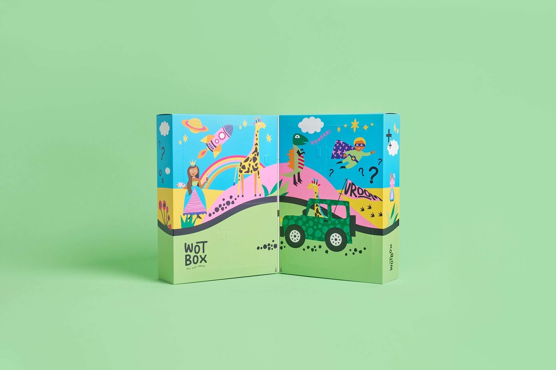 WOTBOX animals and nature kids gift box. Open shot of the gift box