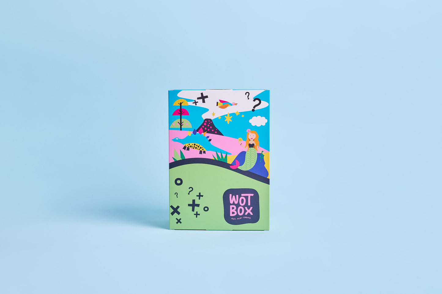 WOTBOX dinosaur adventures kids gift box. Closed front shot of the gift box