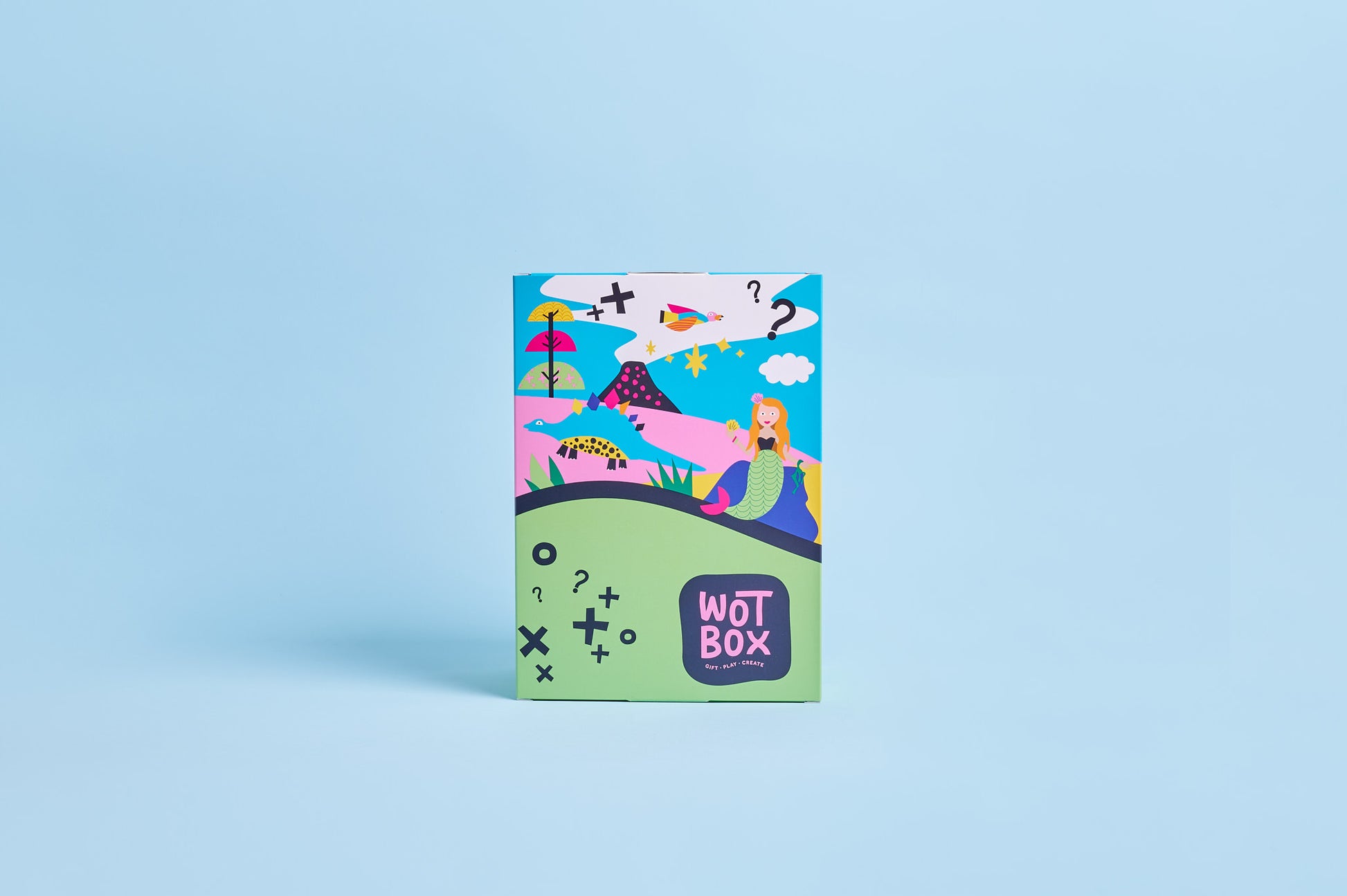 WOTBOX dinosaur adventures kids gift box. Closed front shot of the gift box