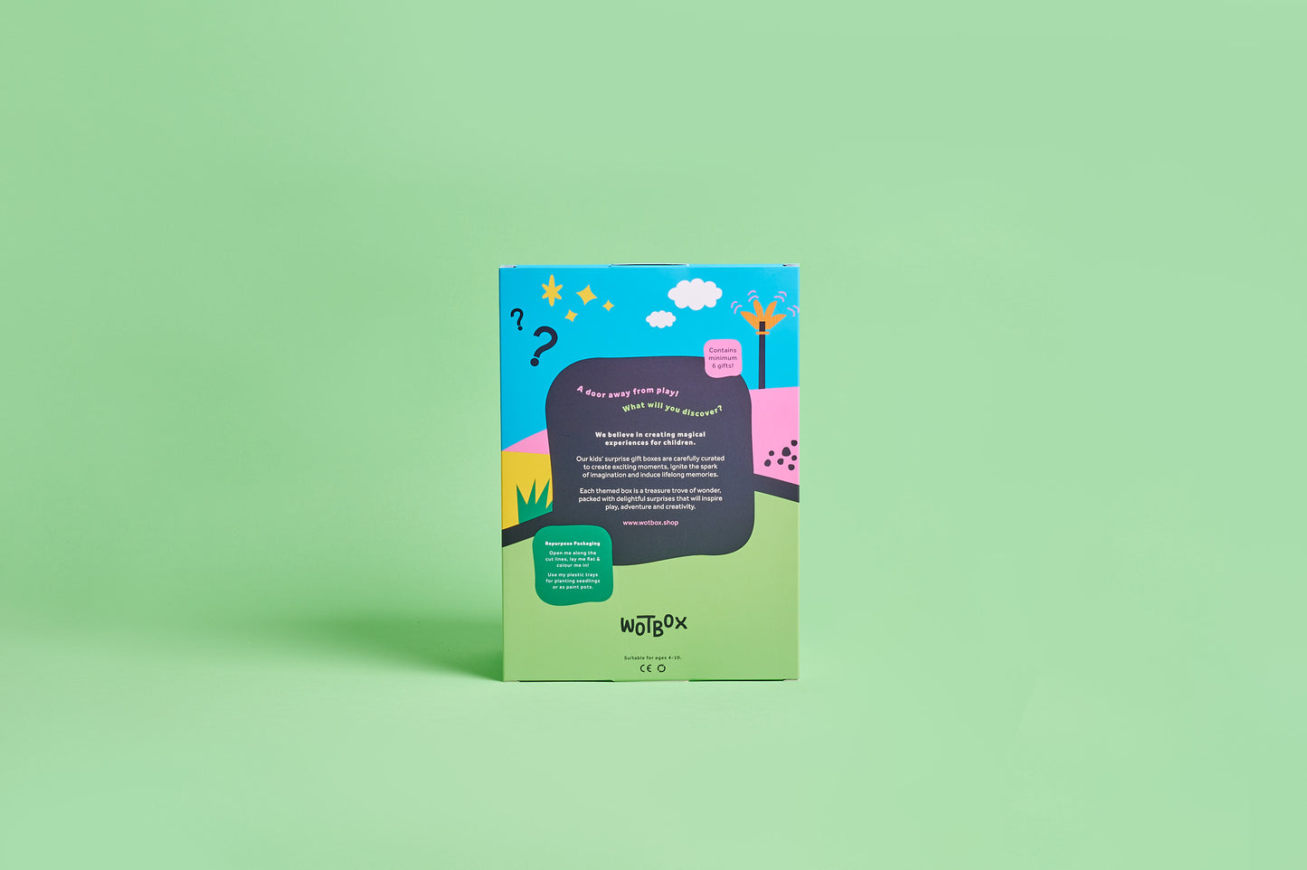 WOTBOX animals and nature kids gift box. Closed back shot of the gift box